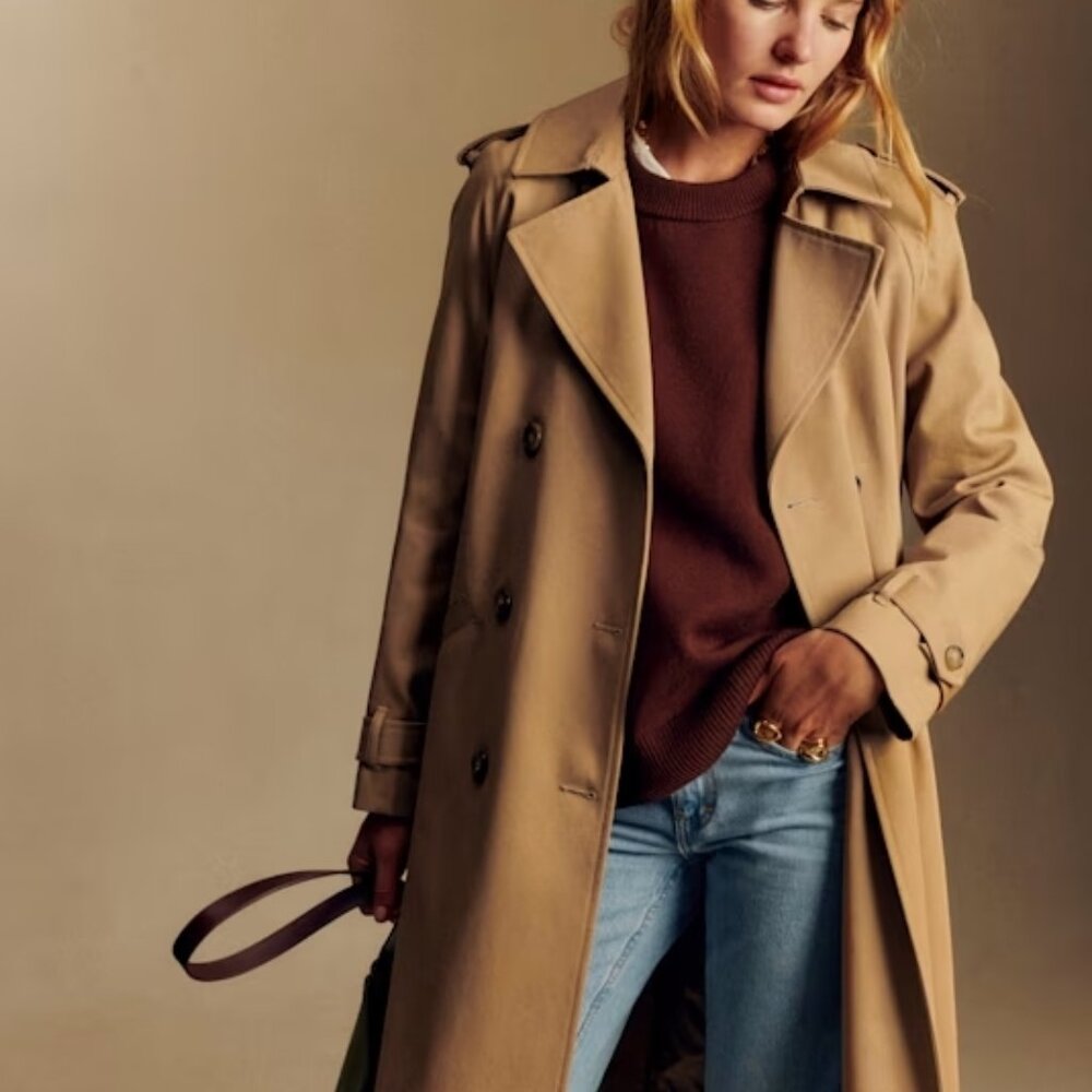 Sezane Scott Trench Coat Camel - Size 6